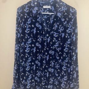 Equipment blue floral silky blouse